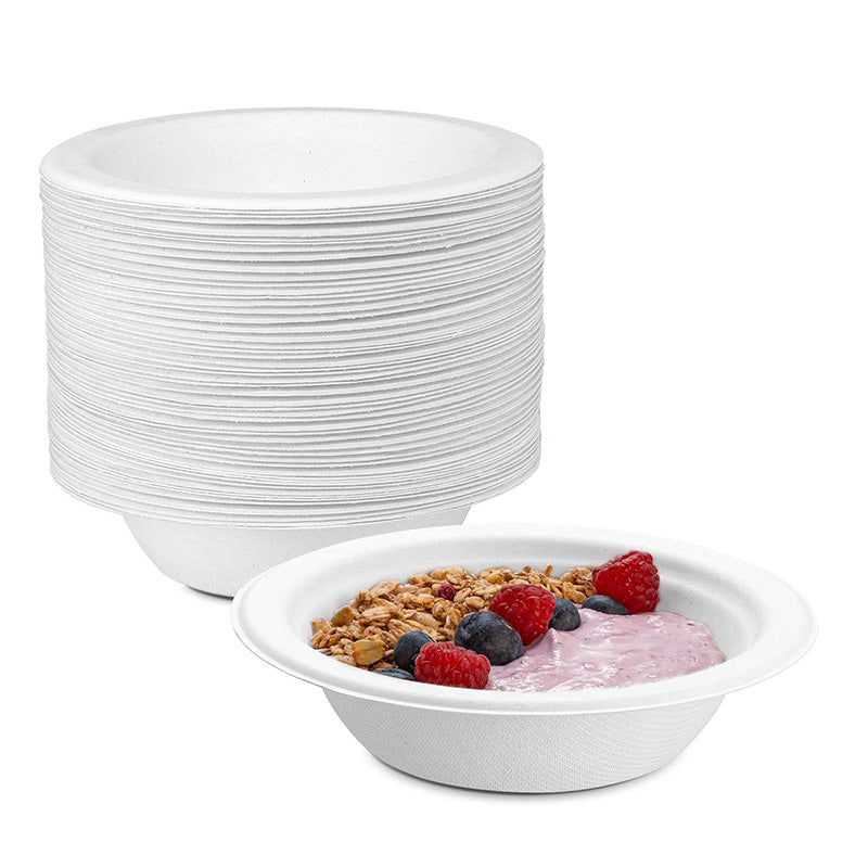 Wholesale gogosourcing 10PCS 100% Compostable White Paper Bowls, Heavy-Duty Paper Soup Bowls, Eco-Friendly Disposable Sugarcane Bowls with DDP shipping and customization