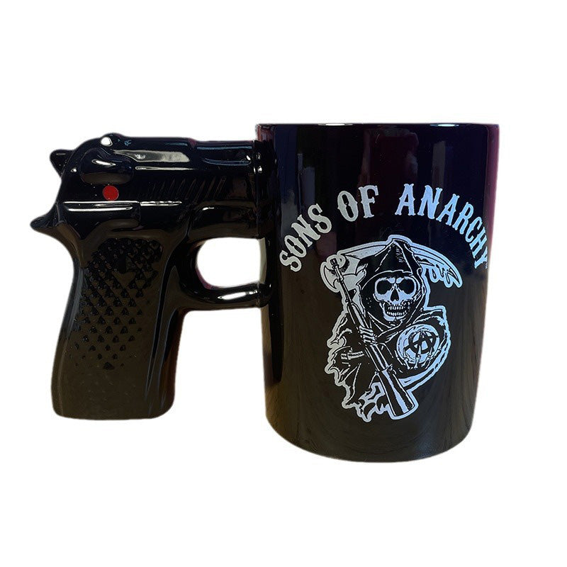 Wholesale gogosourcing Novelty Ceramic Coffee Mugs Gun Mugs Pistol Cup for Amazing Gift with DDP shipping and customization