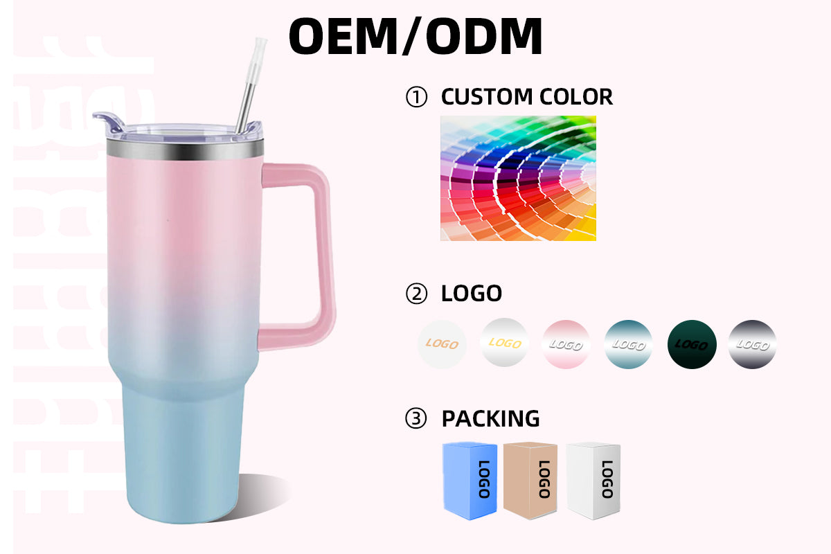 40oz Leakproof Stainless Steel Insulated Travel Tumbler with Handle Straw Lid