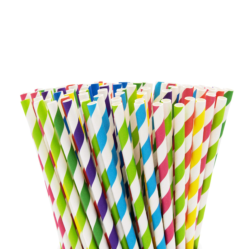 Wholesale gogosourcing 50PCS Striped Paper Drinking Straws 100% Biodegradable - Assorted Colors with DDP shipping and customization