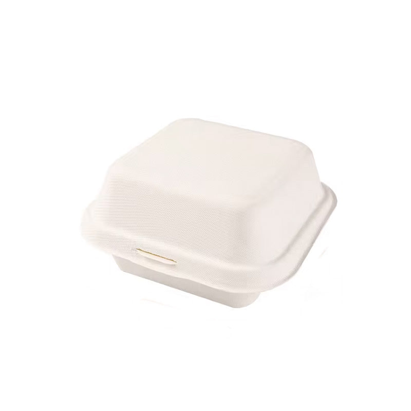 Wholesale gogosourcing 10PCS Compostable Take Out Food Containers, 6 x 6 Inches Disposable To-Go Food Containers, Eco Friendly Bagasse Bento Cake Box for Hamburger Sandwiches Chips with DDP shipping and customization