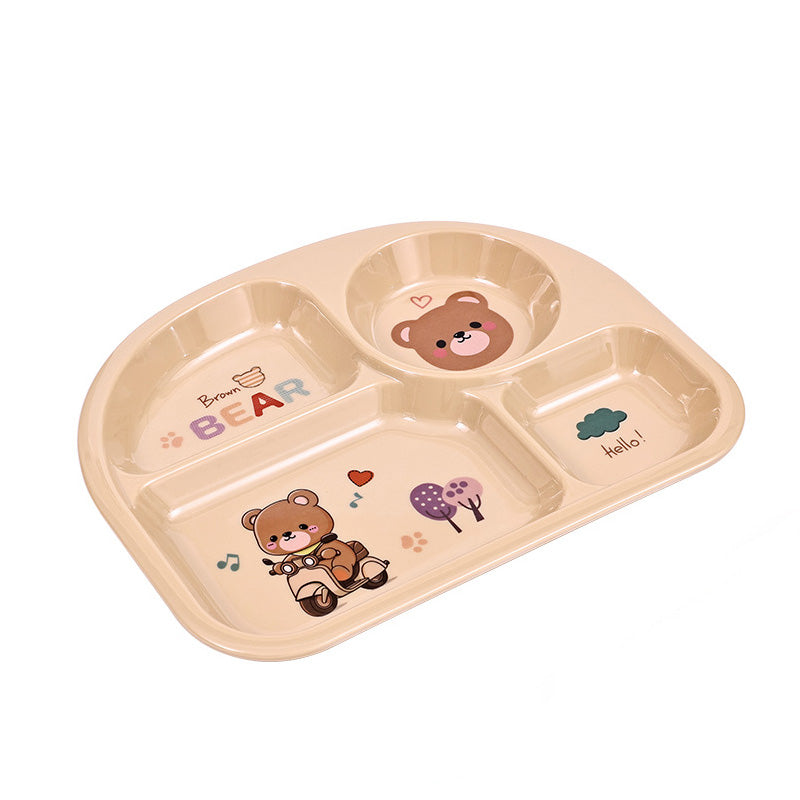 Wholesale gogosourcing Little Bear Drop resistant Cute Children's Tableware Baby Divided Plate, Made of Melamine Material with DDP shipping and customization