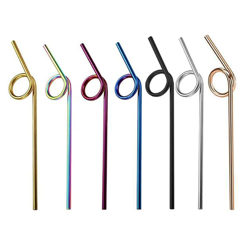 Wholesale gogosourcing Reusable Stainless Steel Curved Straws, Colorful Food-Grade Metal Straws, Beverage Straws with DDP shipping and customization