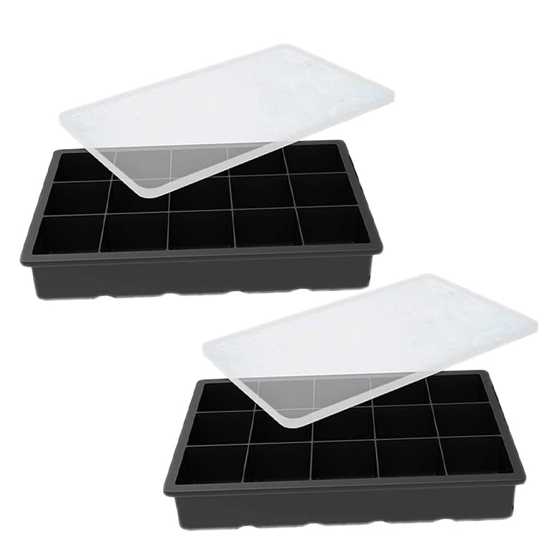 Wholesale gogosourcing 15 Grids Silicone Ice Tube Trays, Large Square Ice Cube Tray Flexible Ice Cube Moulds Easy Release Freezer Molds for Whiskey, Cocktails with DDP shipping and customization