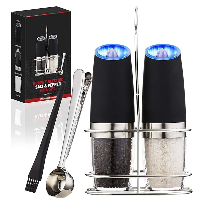 Wholesale gogosourcing Gravity Electric Salt and Pepper Grinder Set Battery Operated, Adjustable Coarseness Mill Grinders Shakers LED Light with DDP shipping and customization