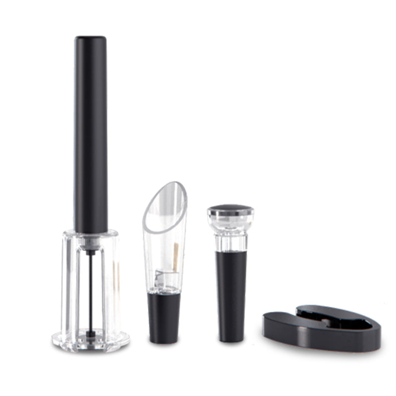 Wholesale gogosourcing Wine Air Pressure Pump Opener (4pc) With Foil Cutter, Aerator Pourer, Vacuum Stopper, Simple Cork Remover,Efficient Corkscrew Bottle Opener with DDP shipping and customization