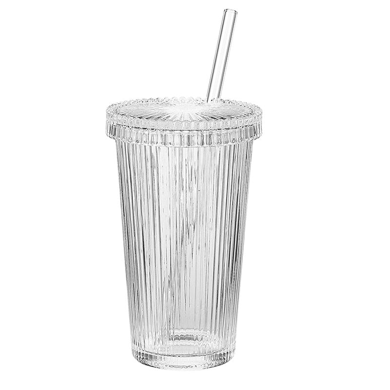 Wholesale gogosourcing 4 PCS Glass Tumbler Set Stripe Glass Cup Coffee Cup Bluk With Lid and Straw with DDP shipping and customization