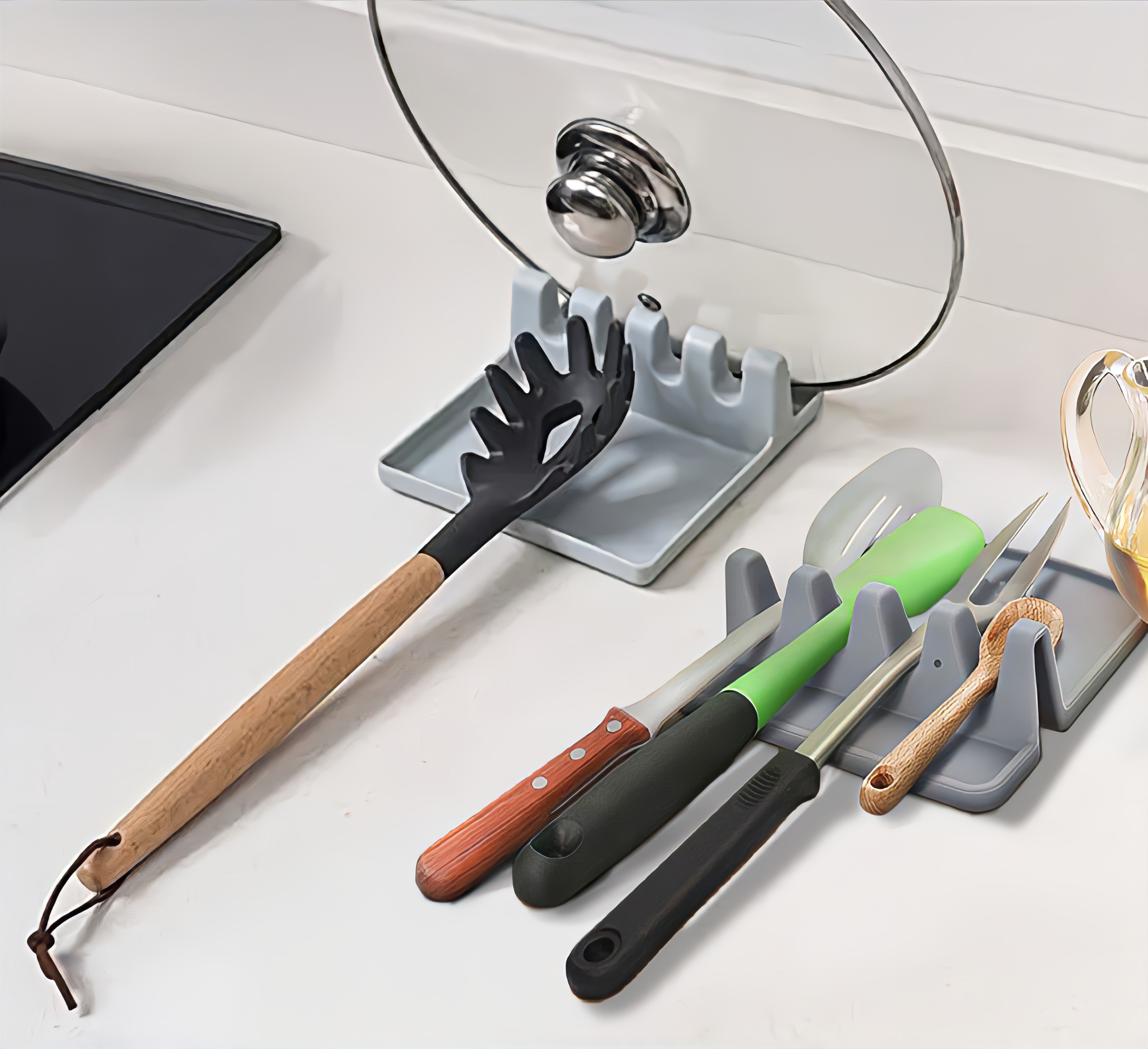 Wholesale gogosourcing Food Grade Silicone Kitchen Spatula Holder Shelf Spoon Mat with DDP shipping and customization