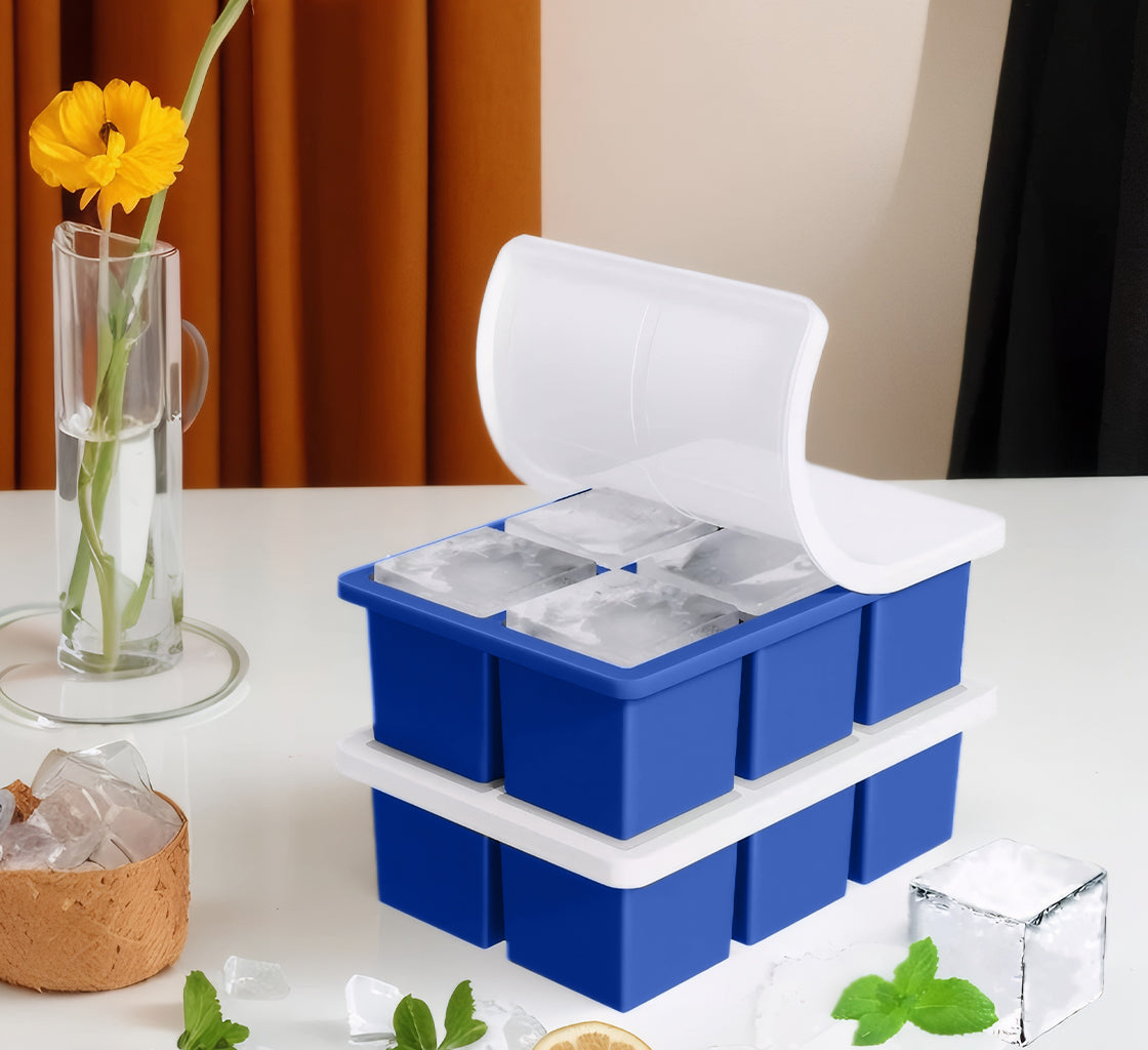 Wholesale gogosourcing Food Grade Silicone Six Compartment Square Ice Cube Mold with Lid with DDP shipping and customization