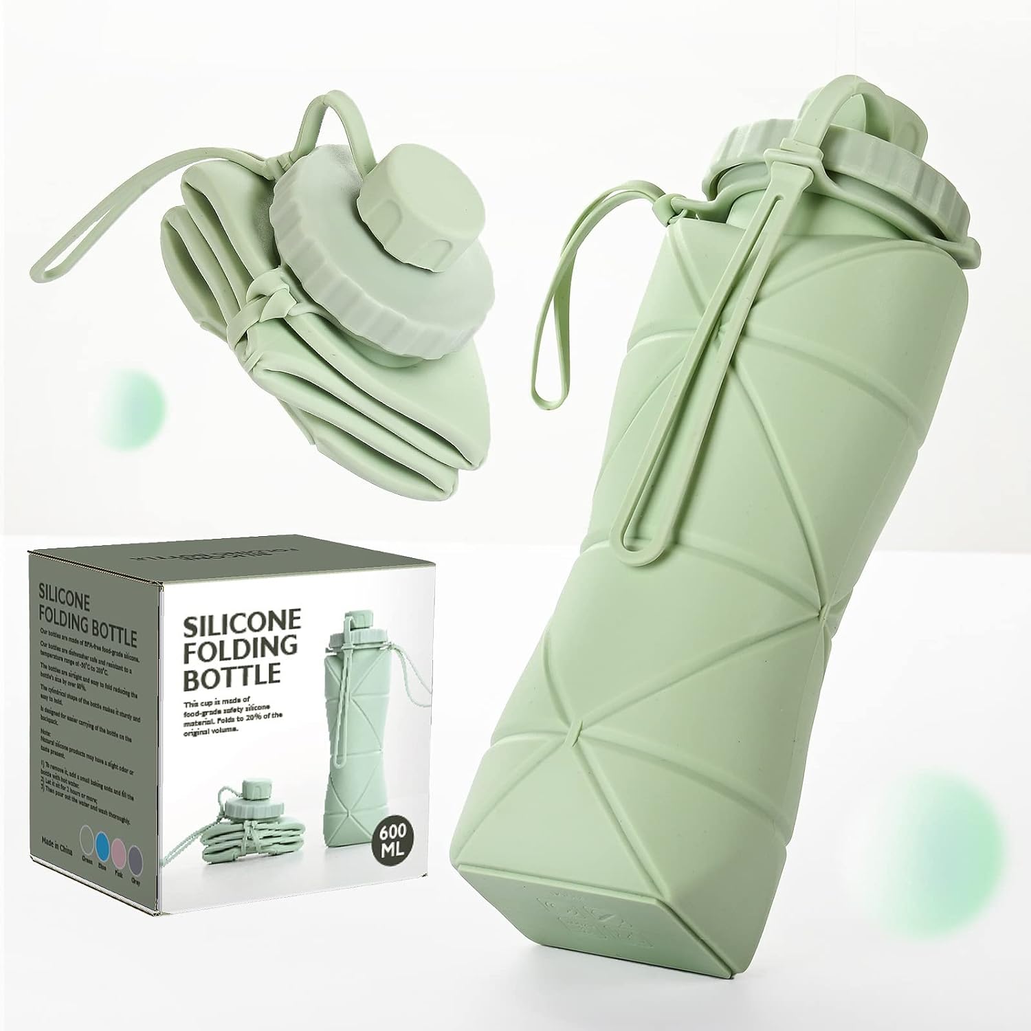 Wholesale gogosourcing Wholesale BPA Free 20 oz Collapsible Water Bottle, Silicone Foldable Water Bottles For Travel, Easy-To-Carry Design And Compact Size with DDP shipping and customization