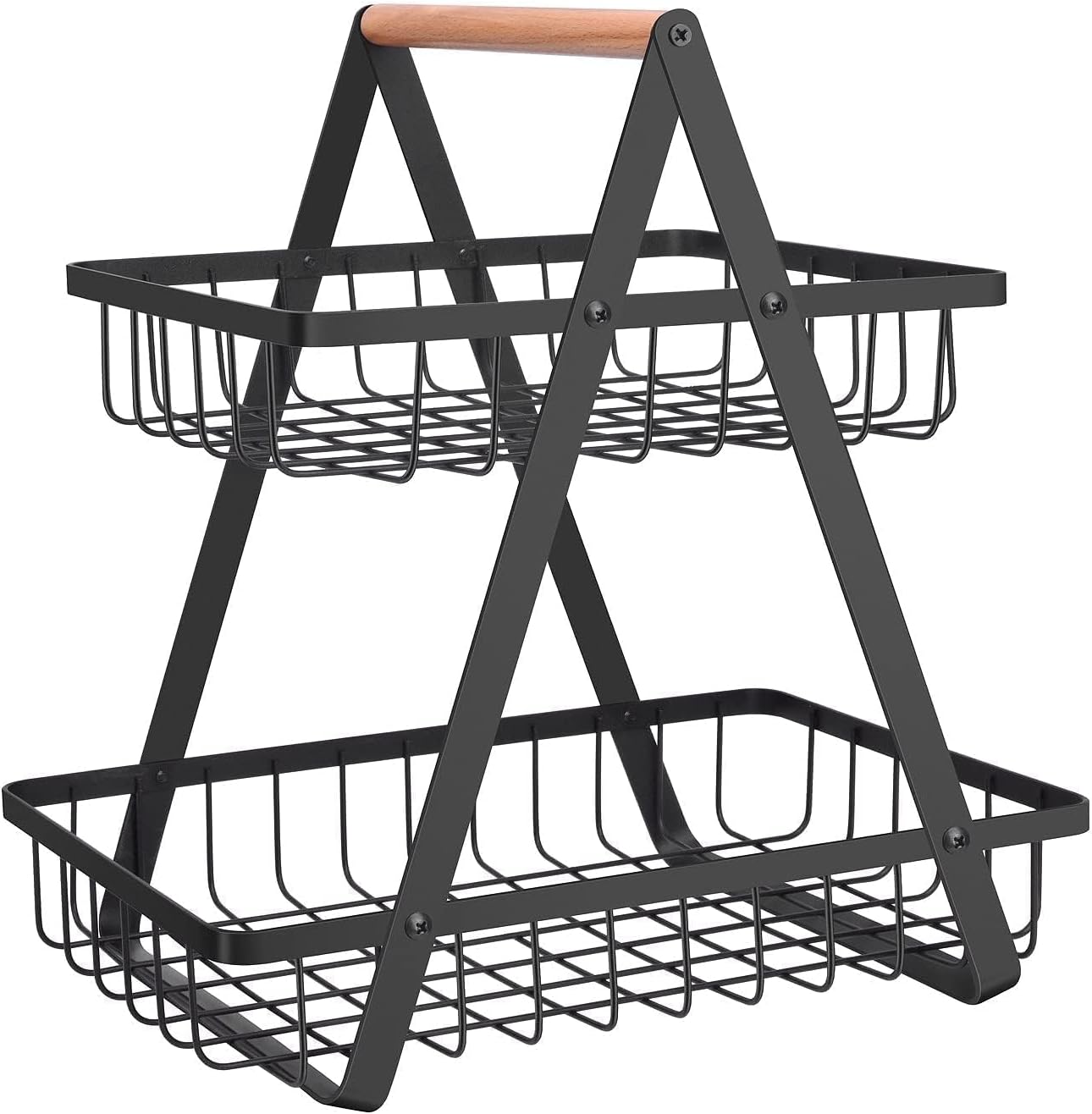 Wholesale gogosourcing 2 Tier Countertop Fruit Basket,Portable Fruit Bowle Basket for Kitchen Organizer Storage & Dining Room Fruits Vegetable Bread Snacks, Detachable Metal Rectangle Basket Storage with DDP shipping and customization