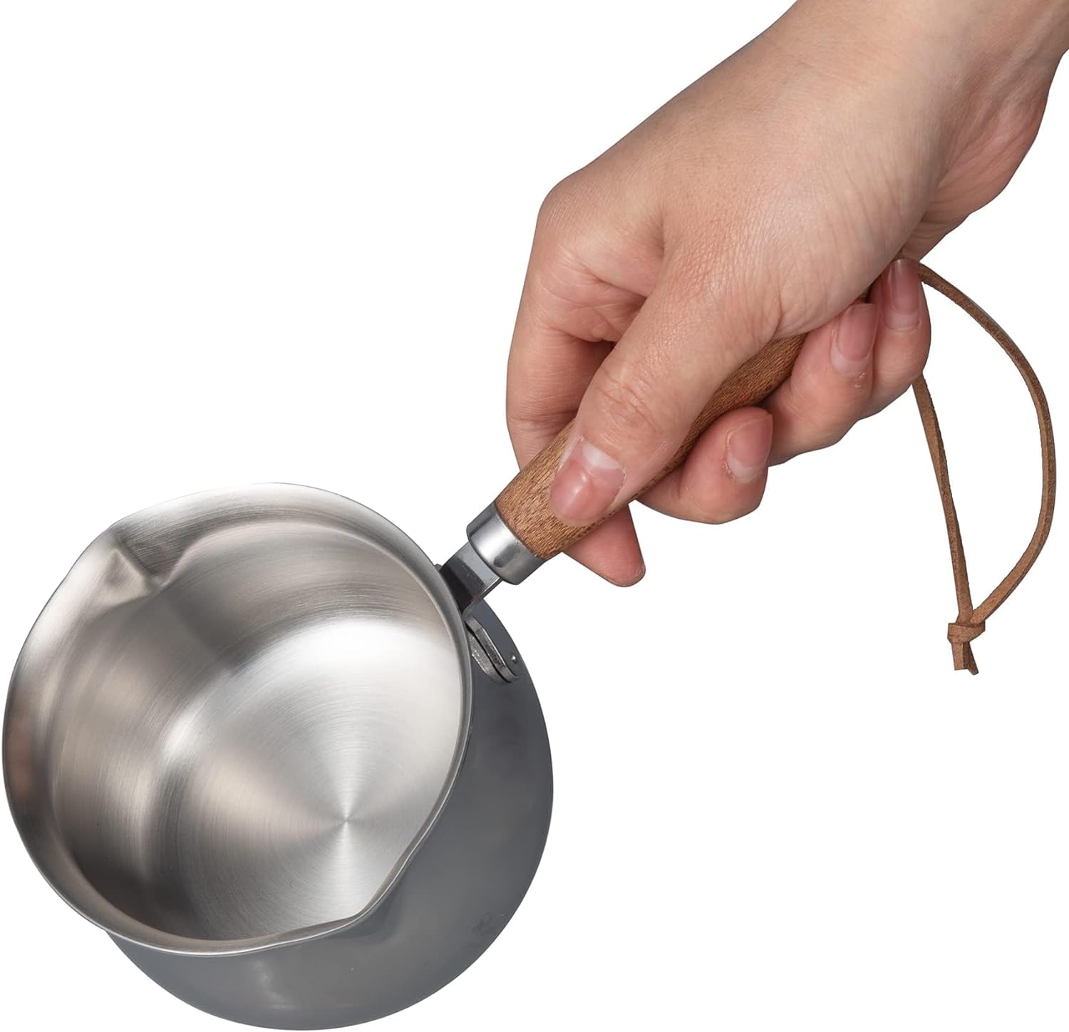 Wholesale gogosourcing Butter Warmer Pot 3-Layer Stainless Steel Milk Warmer with Wooden Handle for Seafood, Mini Butter Melting Pot with Dual Pour Spouts, Chocolate Melting Pot with DDP shipping and customization