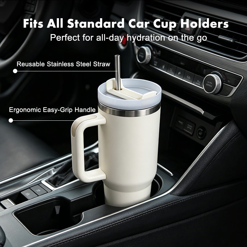 Premium 40oz Stainless Steel Insulated Tumbler with Handle & Straw Wholesale (DDP Included)