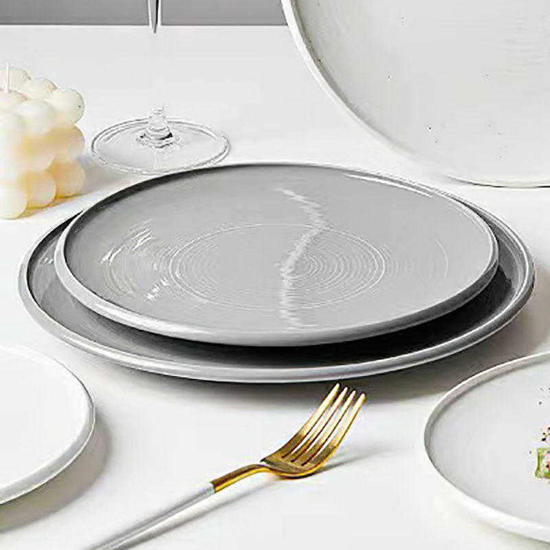 Wholesale gogosourcing Gray Ceramic Dinner Plates, Reactive Glaze Porcelain Plates, Modern Shape Dinnerware Dishes for Kitchen,Microwave&Dishwasher&Oven Safe with DDP shipping and customization