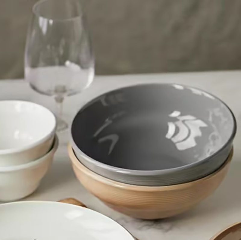 Wholesale gogosourcing 7" Ceramic Soup Bowls & Cereal Bowls for Soup, Cereal, Oatmeal, Fruit, Rice - Dishwasher & Microwave Safe, Gray with DDP shipping and customization