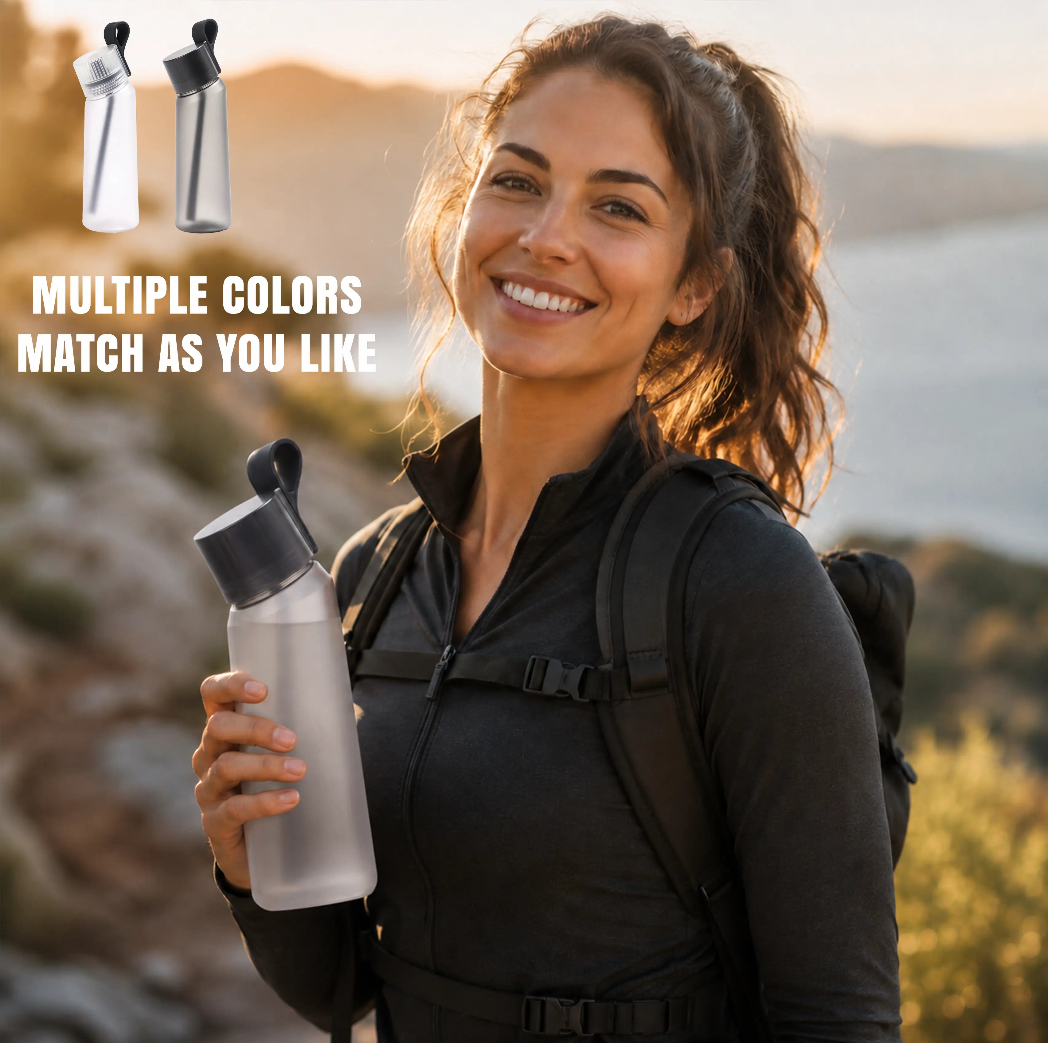 22oz Flavored water bottle with straw