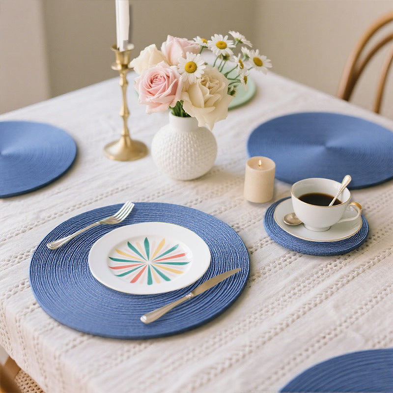 15‘’ Round Braided Placemats Table Mats for Dining Tables Woven Washable Non-Slip Place Mats