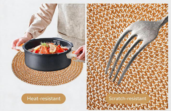 15‘’ Round Paper Braided Placemats Table Mats Non-Slip Place mats