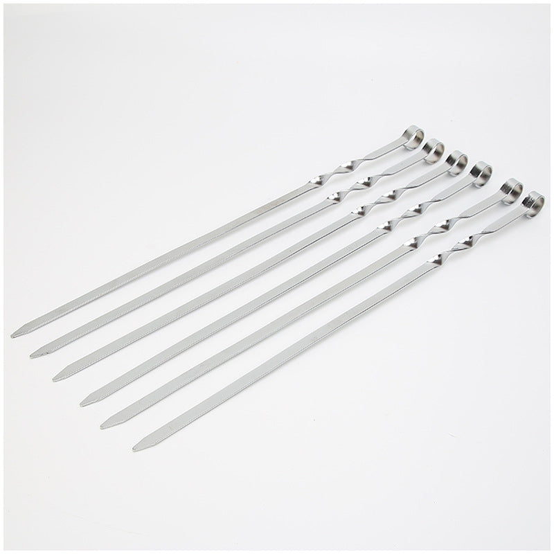 Wholesale gogosourcing 12PCS  Stainless Steel BBQ Skewers with Ring Handle Reusable and Durable Grilling Accessories with DDP shipping and customization