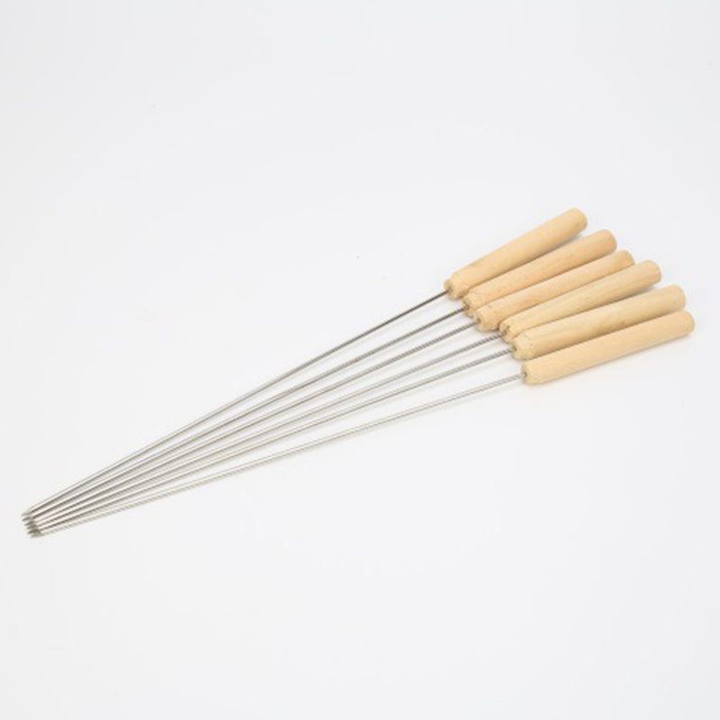 Wholesale gogosourcing 12 Pcs Wooden Kabob Sticks Stainless Steel Barbeque Skewers with DDP shipping and customization