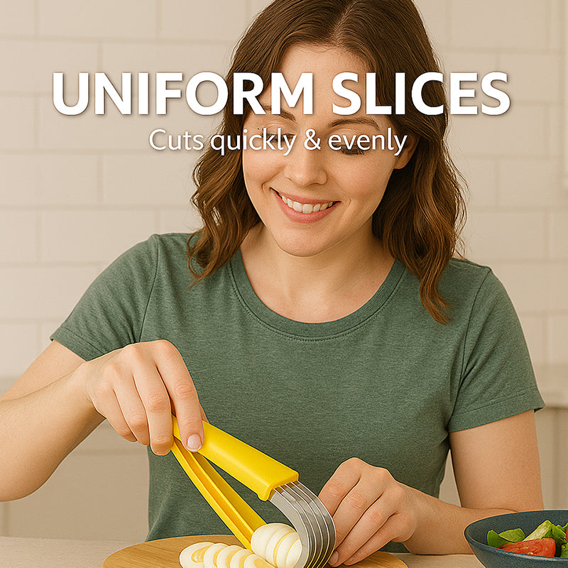 Kitchen Tools Banana Slicer ，ABS + Stainless Steel Fruit Salad Peeler Cutter Dishwasher Safe