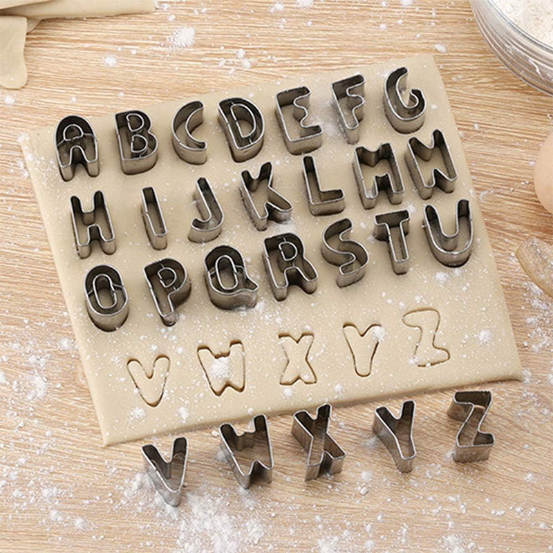Mini Alphabet Number Cookie Cutters Sets of 36 Pieces Letter Mold Tools for Fondant Biscuit,Cake,Fruit
