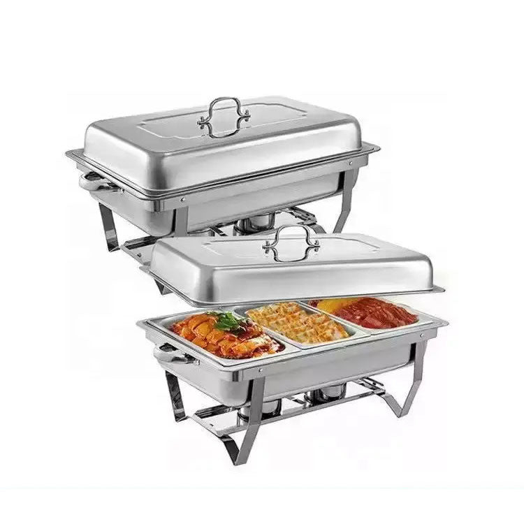 Wholesale gogosourcing Catering Buffet Warmer Set Rectangular Stainless Steel Chafer Complete Set Mirror Cover Chafing Dish for Warmer Tray with DDP shipping and customization