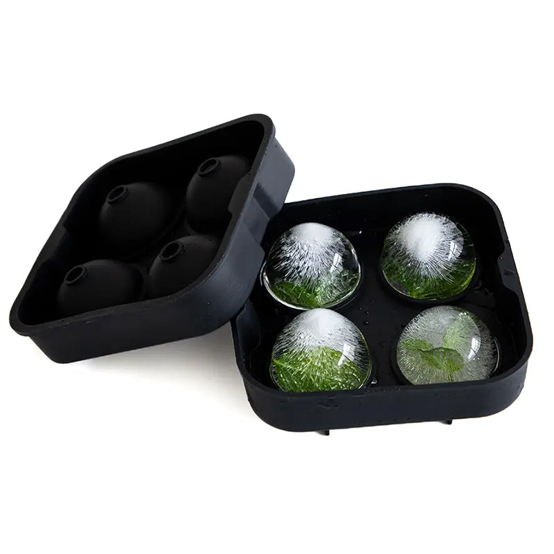 Wholesale gogosourcing 4 Cavity Silicone Sphere Ice Mold Black Silicone Ice Ball Maker with DDP shipping and customization