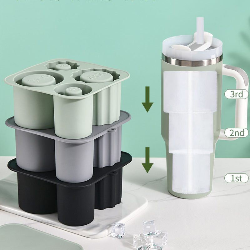 Wholesale gogosourcing Ice Cube Tray for Stanley,Silicone Ice Cube Molds with Lid for Making 3 Hollow Cylinder Ice Cube with DDP shipping and customization