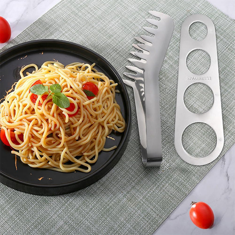 Stainless Steel Pasta Tongs Pack of 2 Piece Teethed Ends Design for Spaghetti Noodle Pastry Kitchen Serving Tong Set