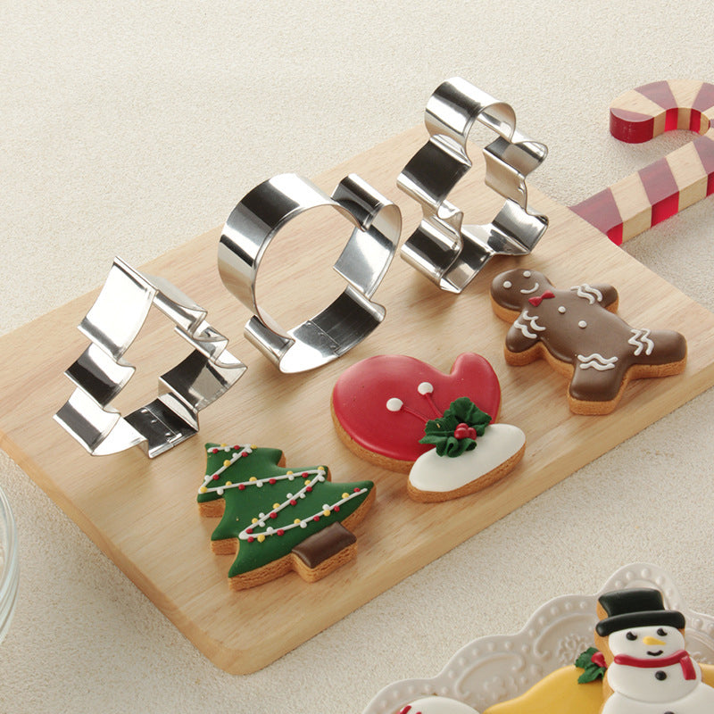 12 Pcs Christmas Cookie Cutters Winter Set Stainless Steel Cutters F or Christmas  Biscuit, Fondant