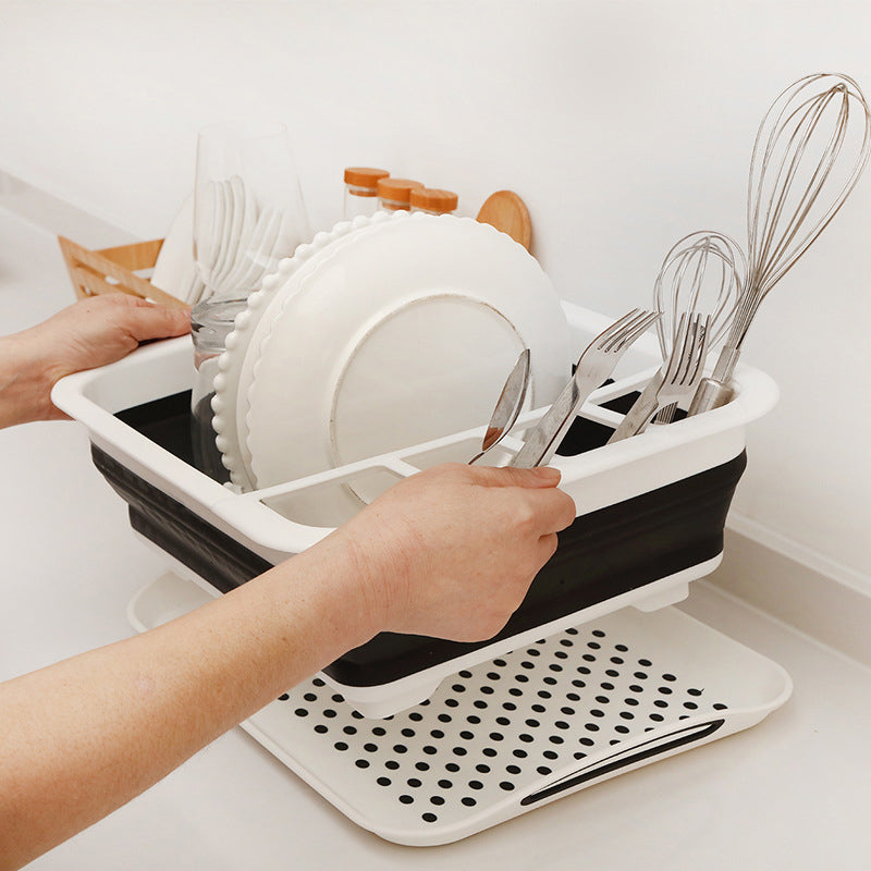 Dish Drainer Rack Collapsible Cutlery Holder Modern Folding Plastic for Home, Kitchen, Camping