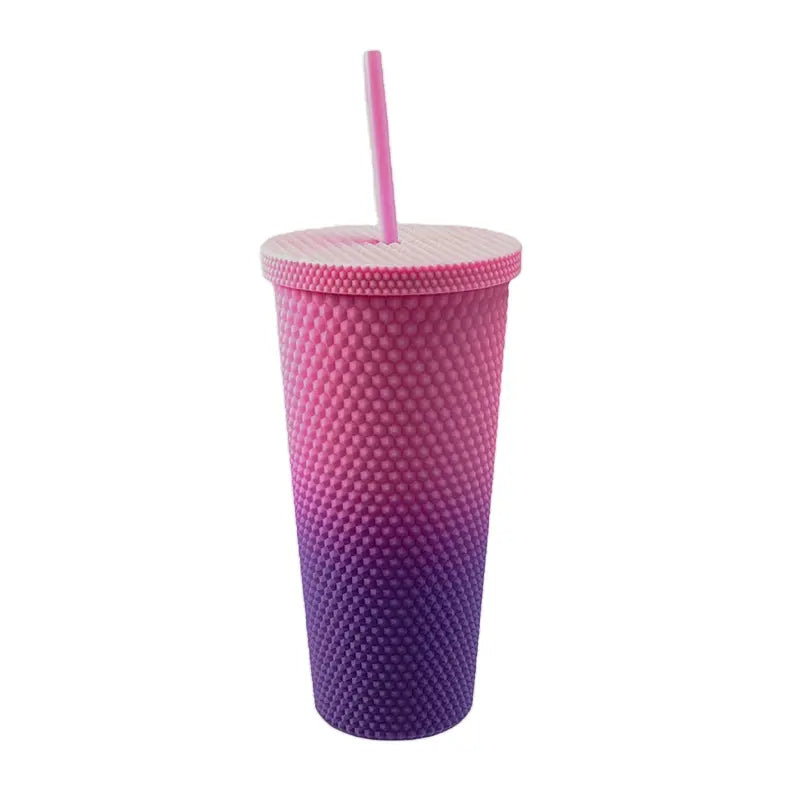 Wholesale gogosourcing Reusable Double Walled Travel Tumbler 24oz Fully Matte Studded plastic Tumbler with Lid and Straw with DDP shipping and customization