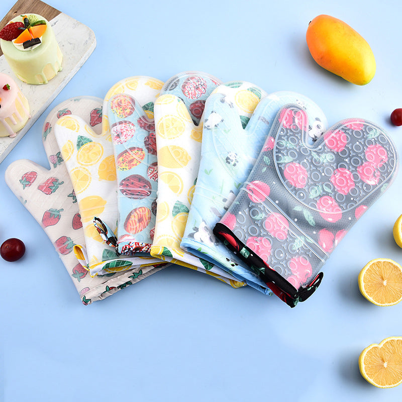 Wholesale gogosourcing Short Thick Double-layer Cotton Silicone Insulated Floral Gloves with DDP shipping and customization