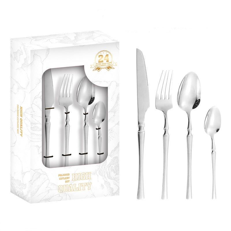 Wholesale gogosourcing 24 PCS Cutlery Set Dinnerware Set Stainless Steel Fork Knife Spoon Flatware Tableware Kitchen Cutlery Set 4Set with DDP shipping and customization