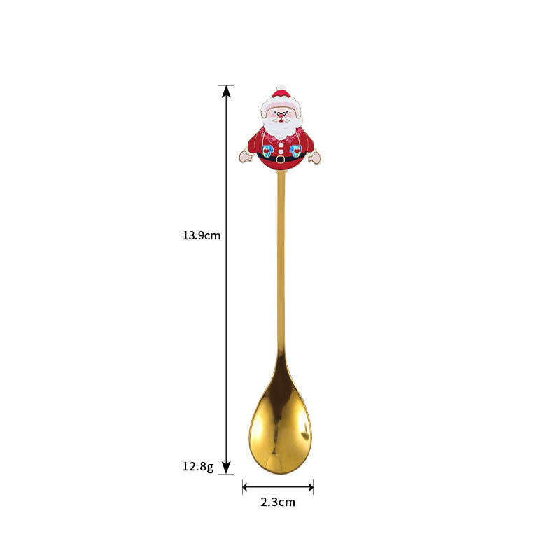 Wholesale gogosourcing Stainless Steel Christmas Cartoon Spoon Gift Four-Piece Tableware Gift Box Set with DDP shipping and customization