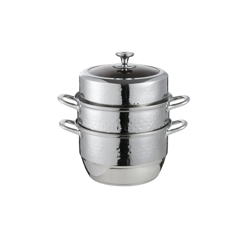 Wholesale gogosourcing Steamer Pot for Cooking 11 inch Steamer Pot, 3-tier Multipurpose 18/8 Stainless Steel Steam Pot Cookware with Lid for Vegetable, Dumpling, Stock, Sauce, Food with DDP shipping and customization