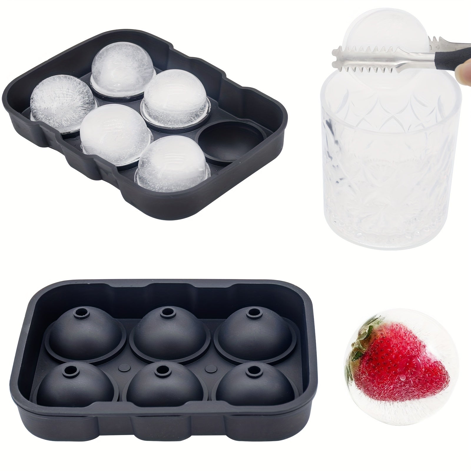 Wholesale gogosourcing Large Capacity High Transparency Ice Making Round Silicone Ice Ball Mould with Lid with DDP shipping and customization