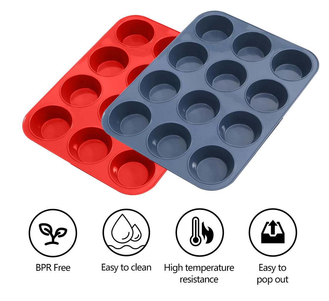 Wholesale gogosourcing 12 Holes Silicone Cake Baking Molds Factory Stock with DDP shipping and customization