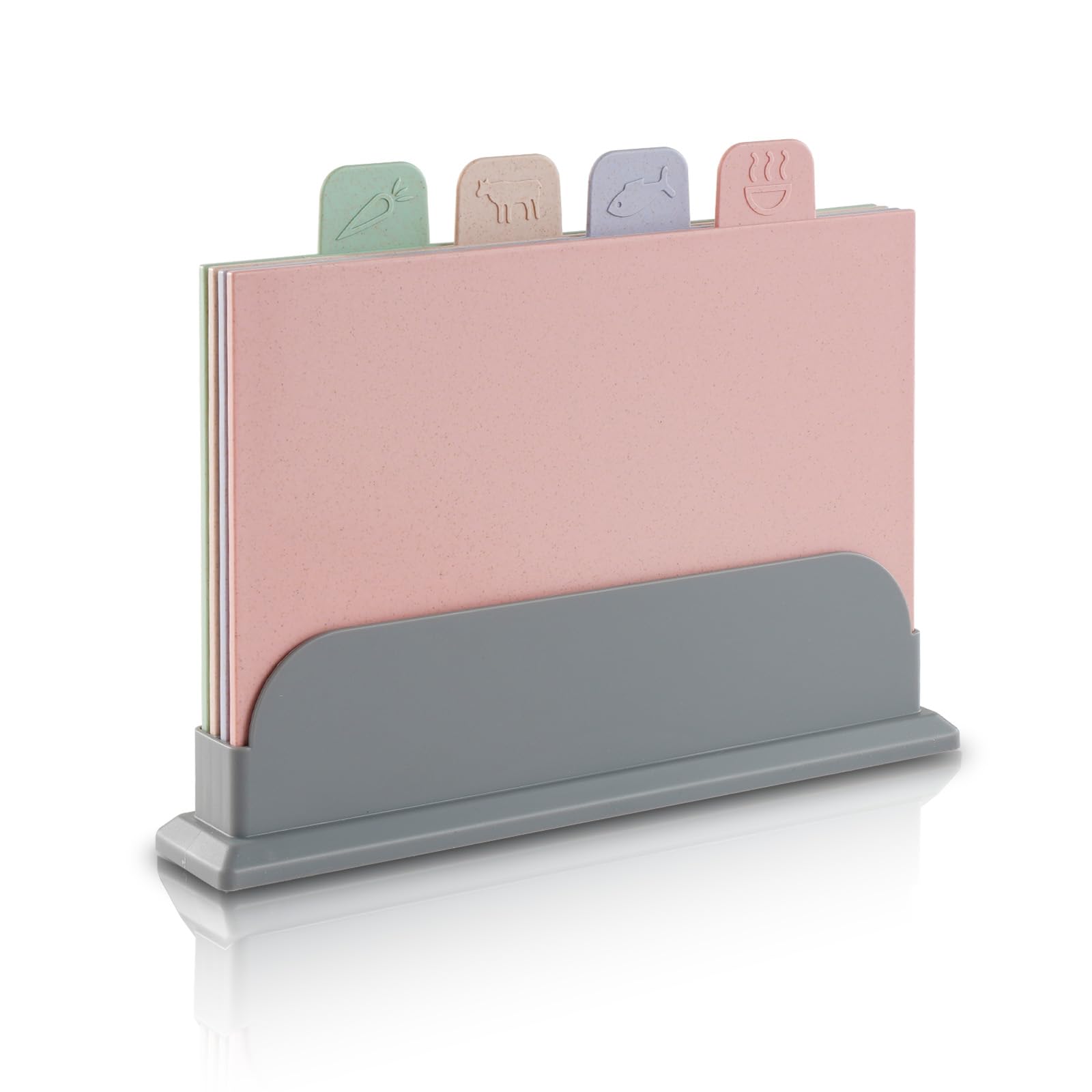 Wholesale gogosourcing Plastic Chopping Board Set 4 Pieces Double Sided with Stand with DDP shipping and customization